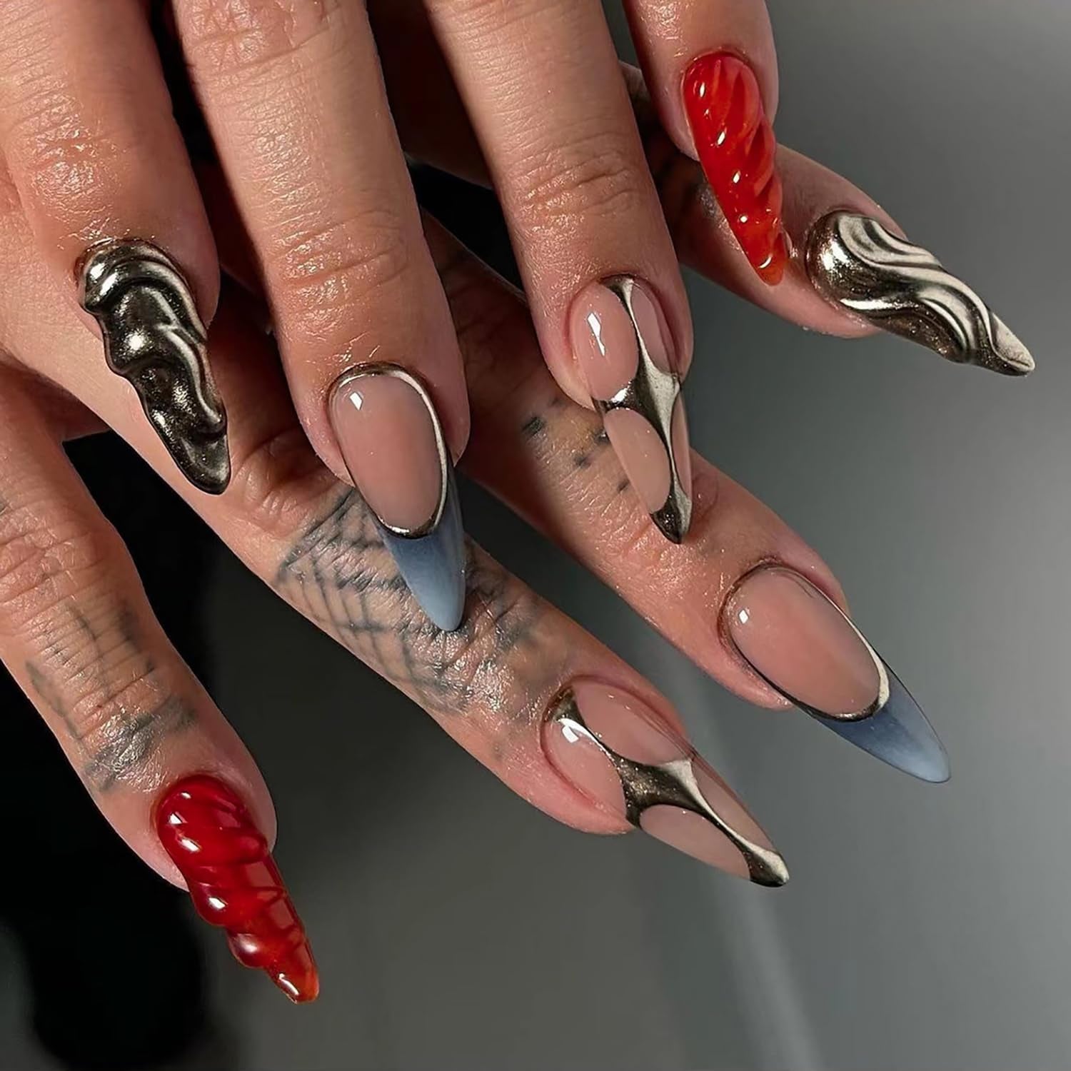 French Tip Press on Nails Medium  Almond Fake Nails Pearl Charm Designs Cute Strawberry Pattern False Nails Milky White Glossy Full Cover Stick on Nails for Women and Girls Cute Nails 24 Pcs