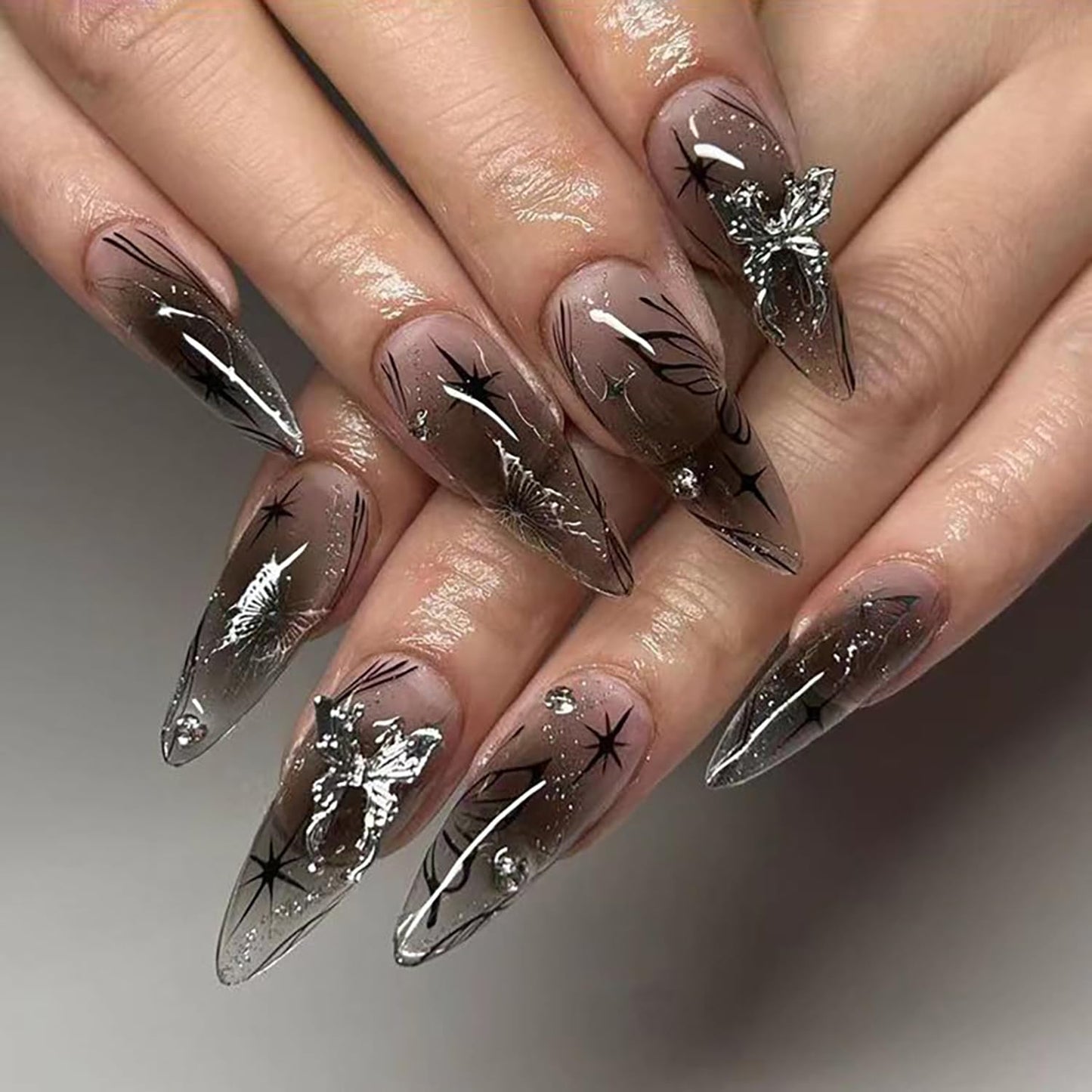 French Tip Press on Nails Medium  Almond Fake Nails Pearl Charm Designs Cute Strawberry Pattern False Nails Milky White Glossy Full Cover Stick on Nails for Women and Girls Cute Nails 24 Pcs