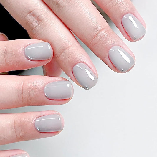 grave digger, short square cool gray press on nails
