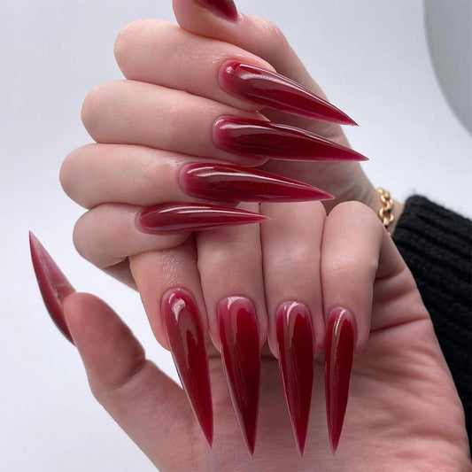 Press on Nails - Long Stiletto Fake Nails with Bling Glitter, Acrylic Luxury Rhinestone Design 24 Pcs
